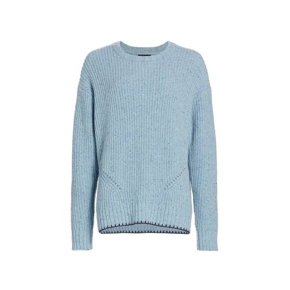 ATM Heather Merino Blend Crew Sweater in Denim Blue L - Picture 5 of 5